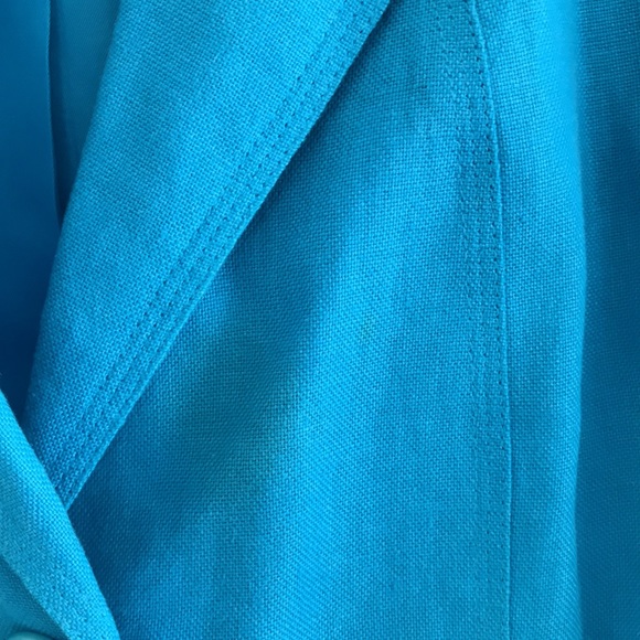 Talbots Petites Irish Linen Blazer Bright Turquoise Size 10 - Picture 5 of 8